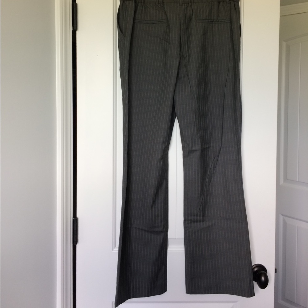 Duo Maternity Pants Women's Size Medium Gray Blue Pinstripes Stretch - Picture 3 of 5